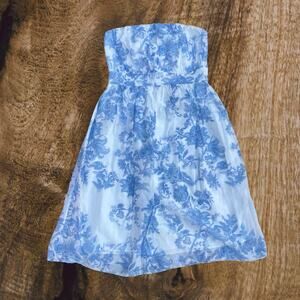 White and blue floral strapless dress Gap coquette angel nymphette fairy castle